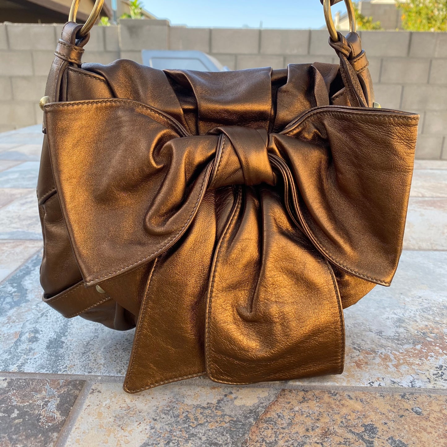 Yves Saint Laurent YSL Bow Leather Hobo Shoulder Bag