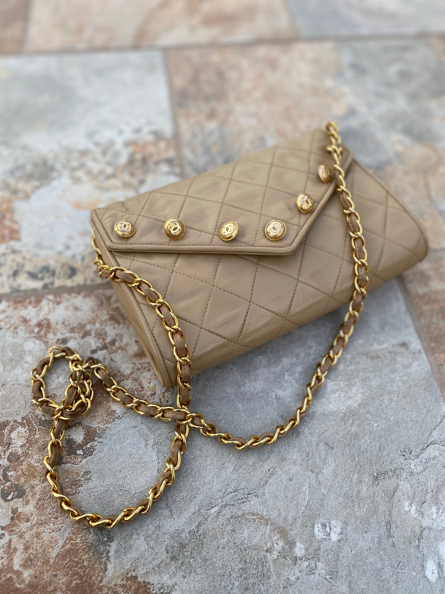 Chanel Vintage Quilted Lambskin Charm Shoulder Bag