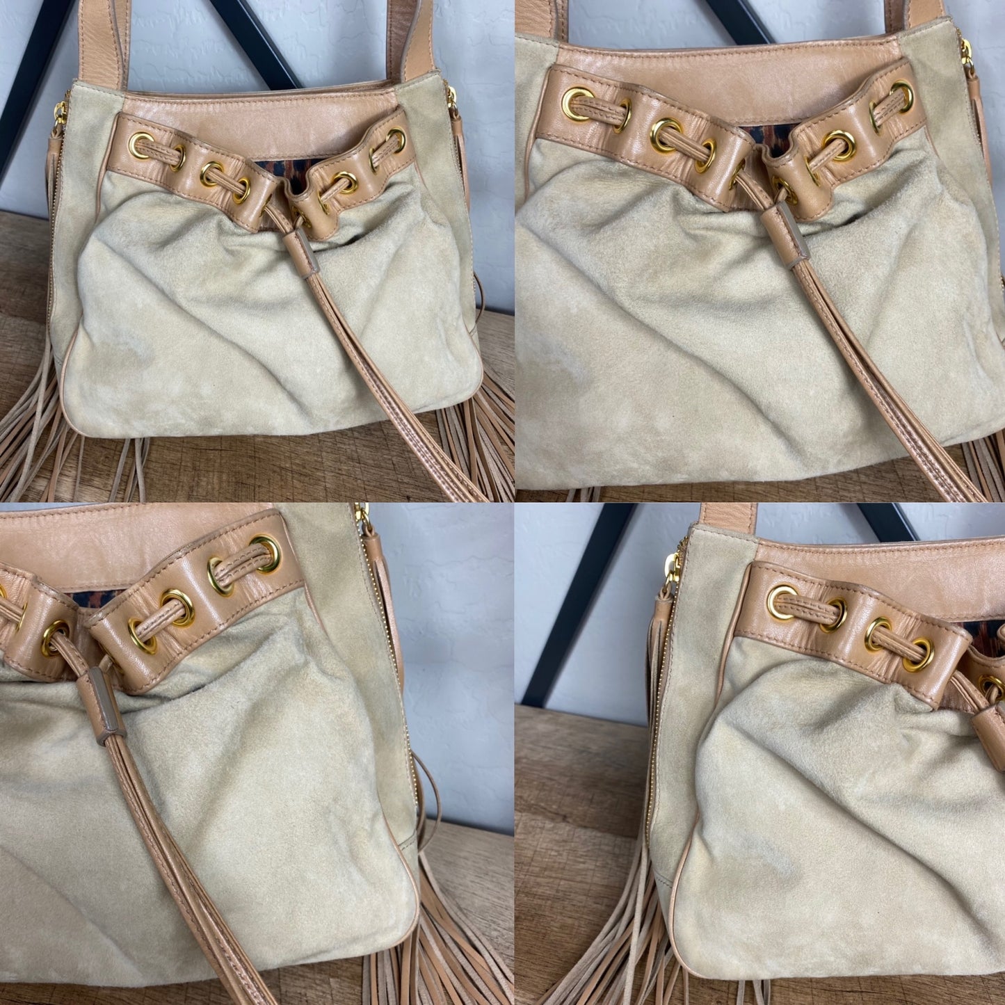 Dolce & Gabbana Suede Drawstring Tassel Bag
