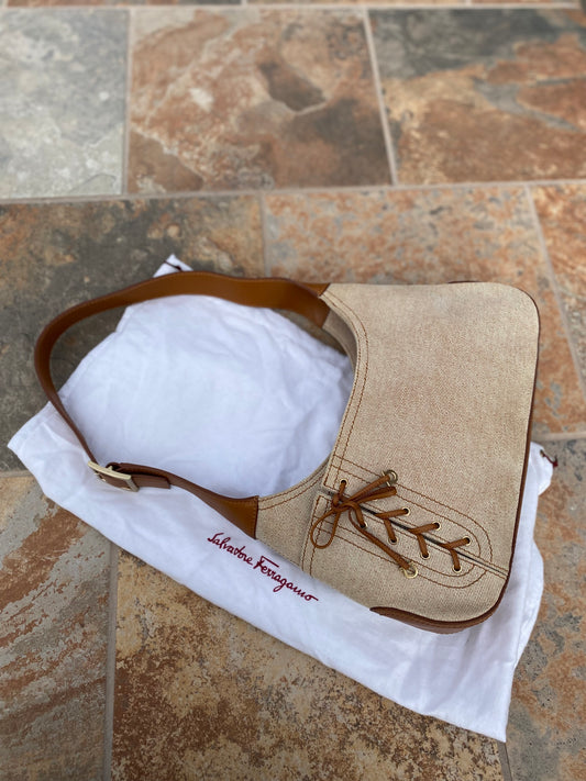 Salvatore Ferragamo Vintage Suede Leather Shoulder Bag