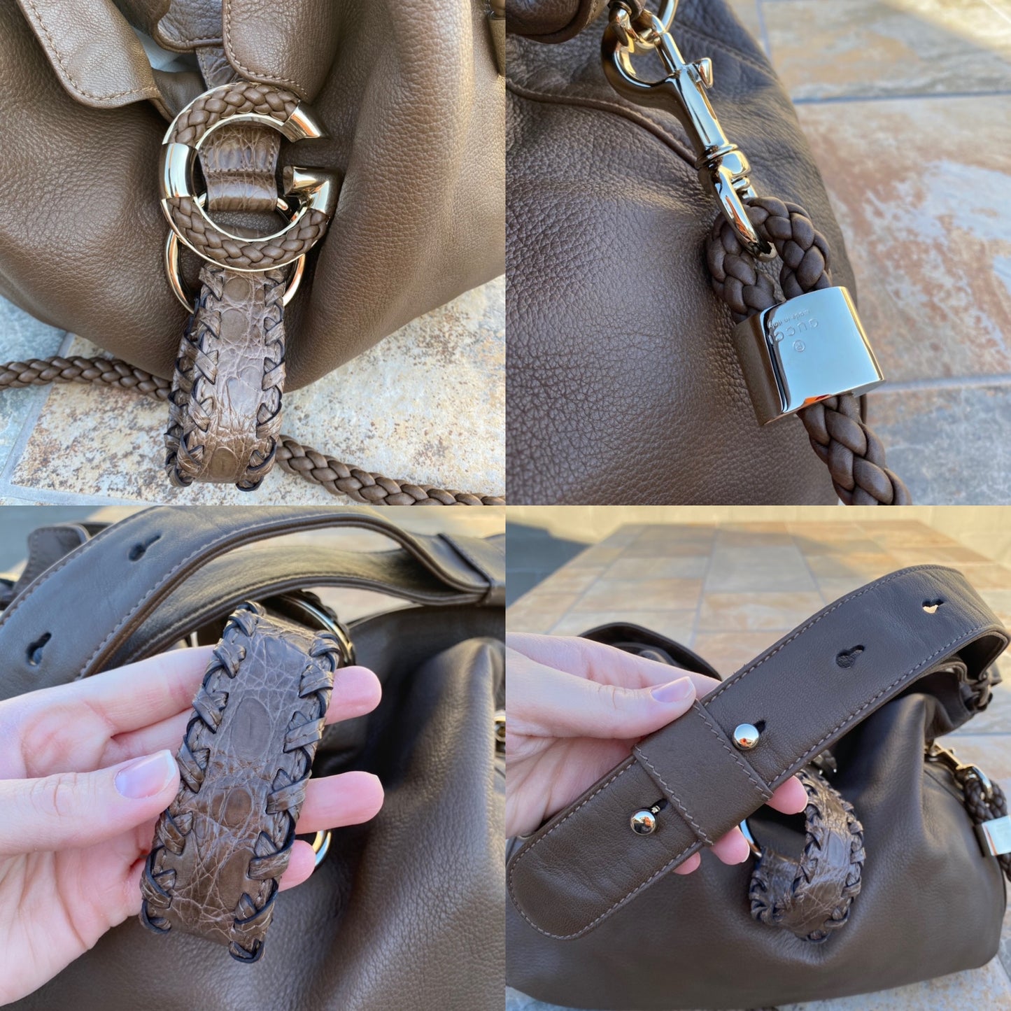 Gucci Europe Exclusive Alligator Trimmed G Wave Hobo