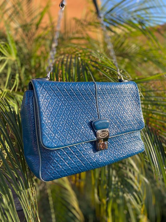 Tod's Signature Embossed Leather Flap Shoulder Bag