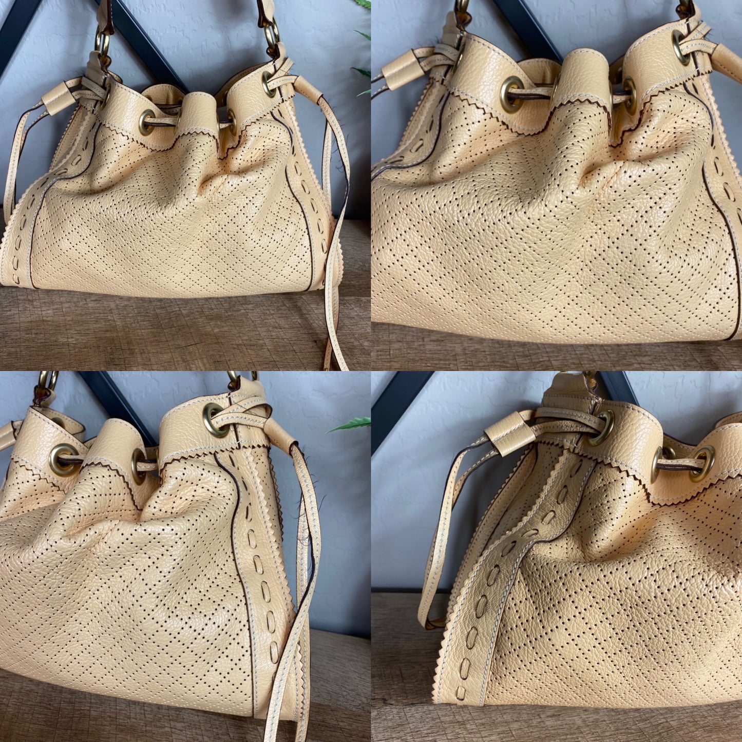 Celine Vintage Perforated Leather Bucket Bag