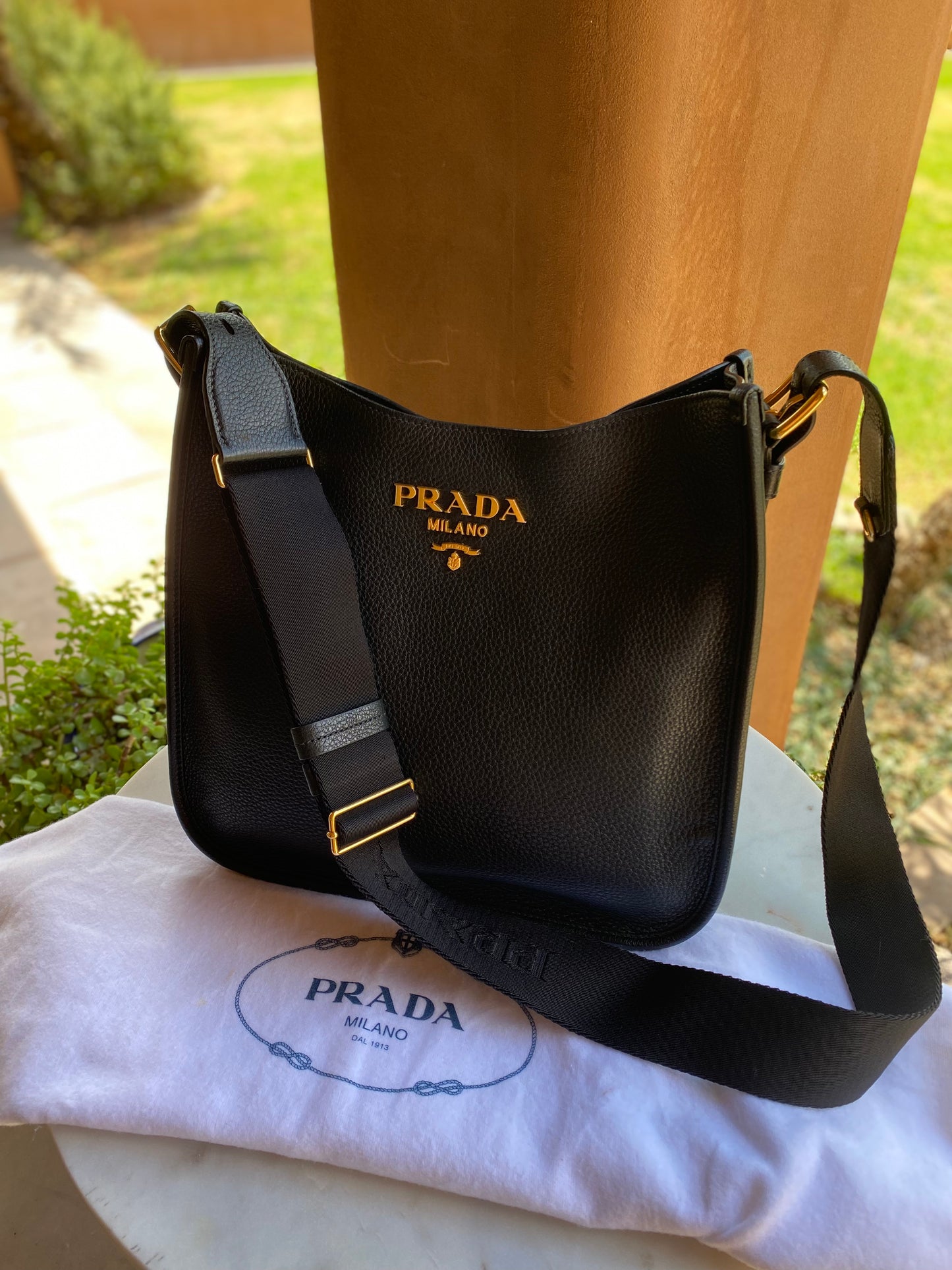 Prada Vitello Daino Hobo Crossbody