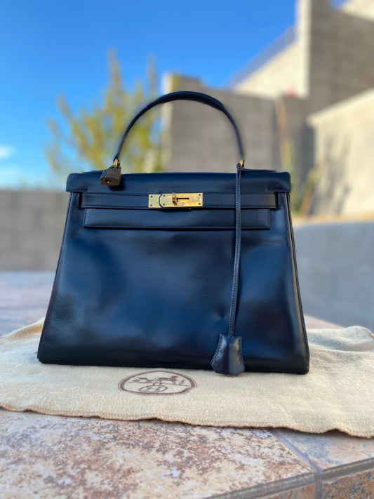 Hermès Kelly 28 Retourne 1974 Leather Satchel