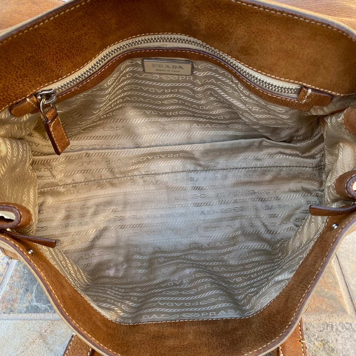 Prada Vintage Tessuto Leather Nylon Shoulder Bag