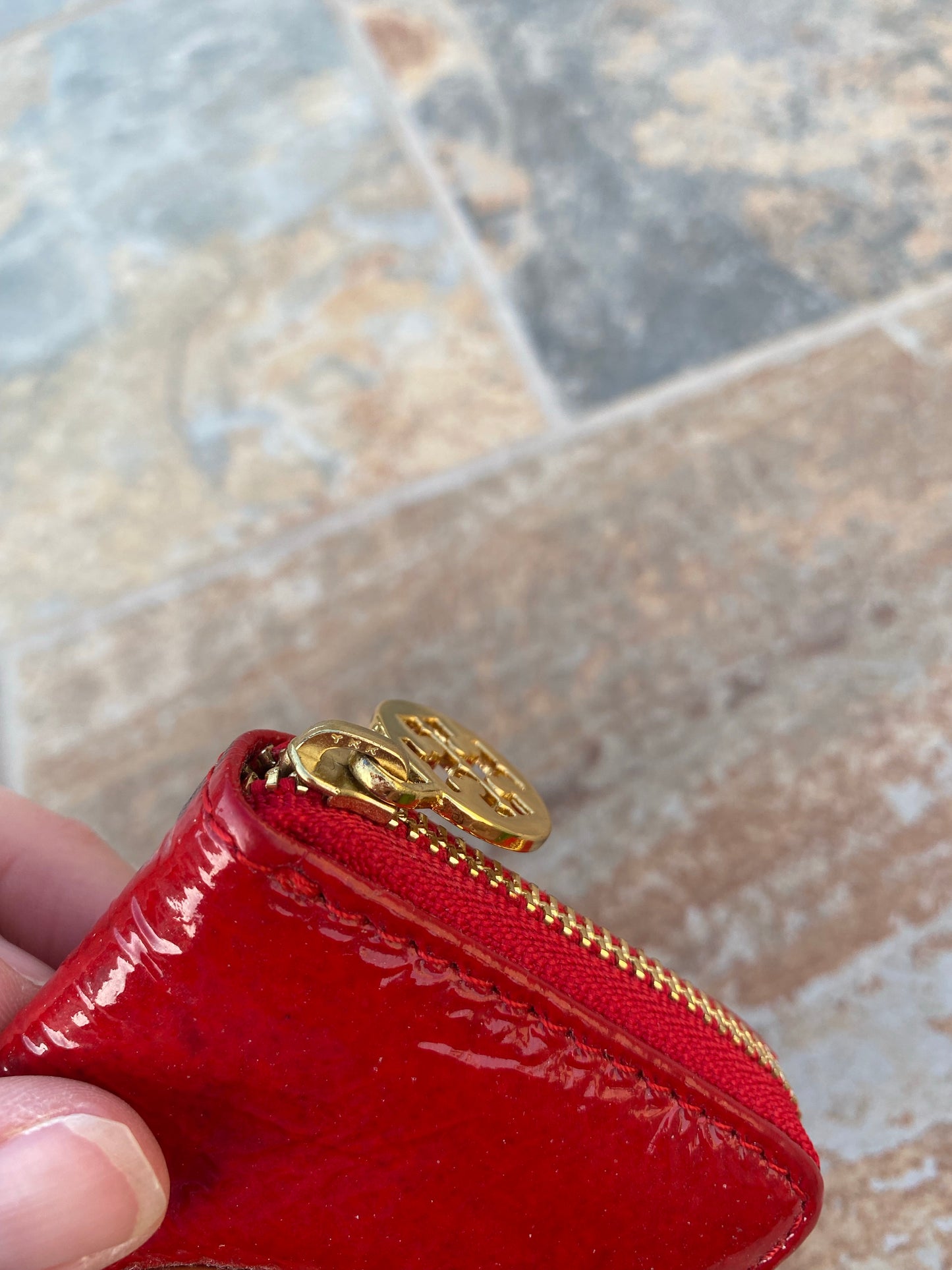 Tory Burch Patent Leather Zip Around Wallet