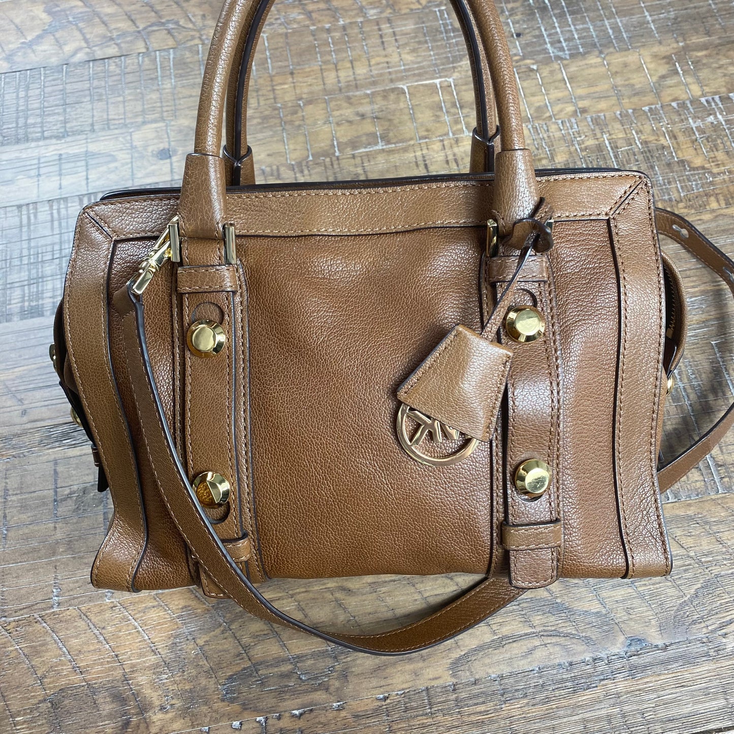 Michael Kors Collins Studded Leather Satchel