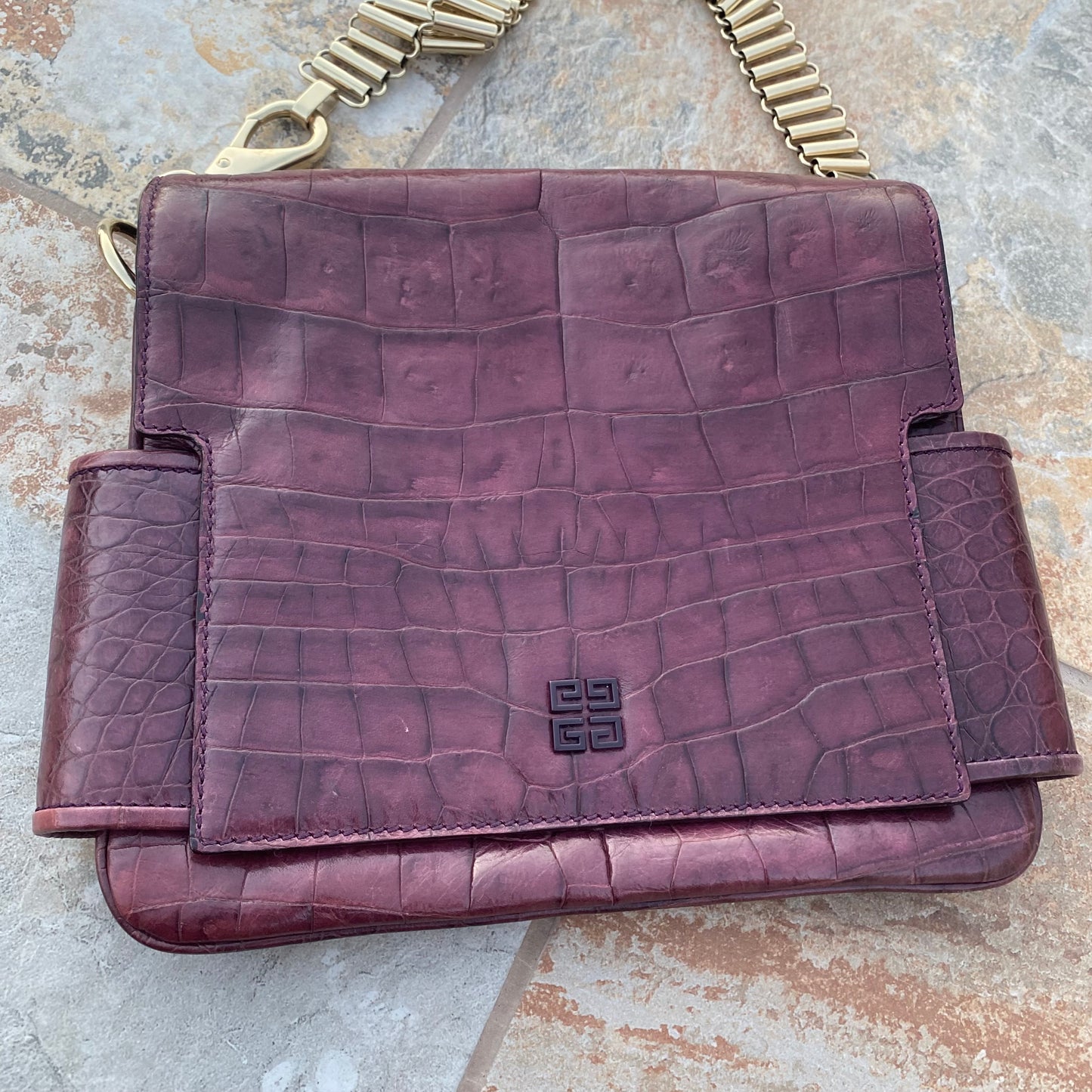 Givenchy Vintage Croc Embossed Chain Bag