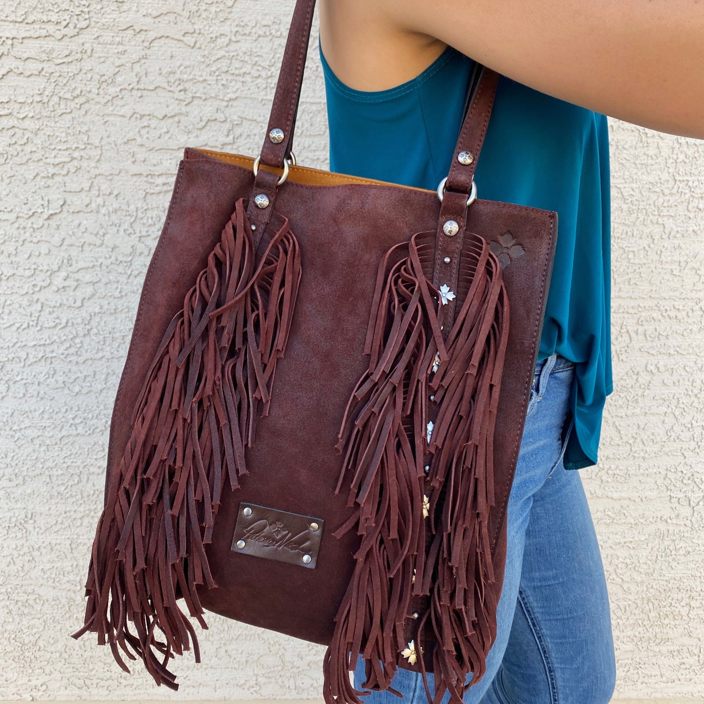 Patricia Nash Oil Burnished Suede Fringe Tote