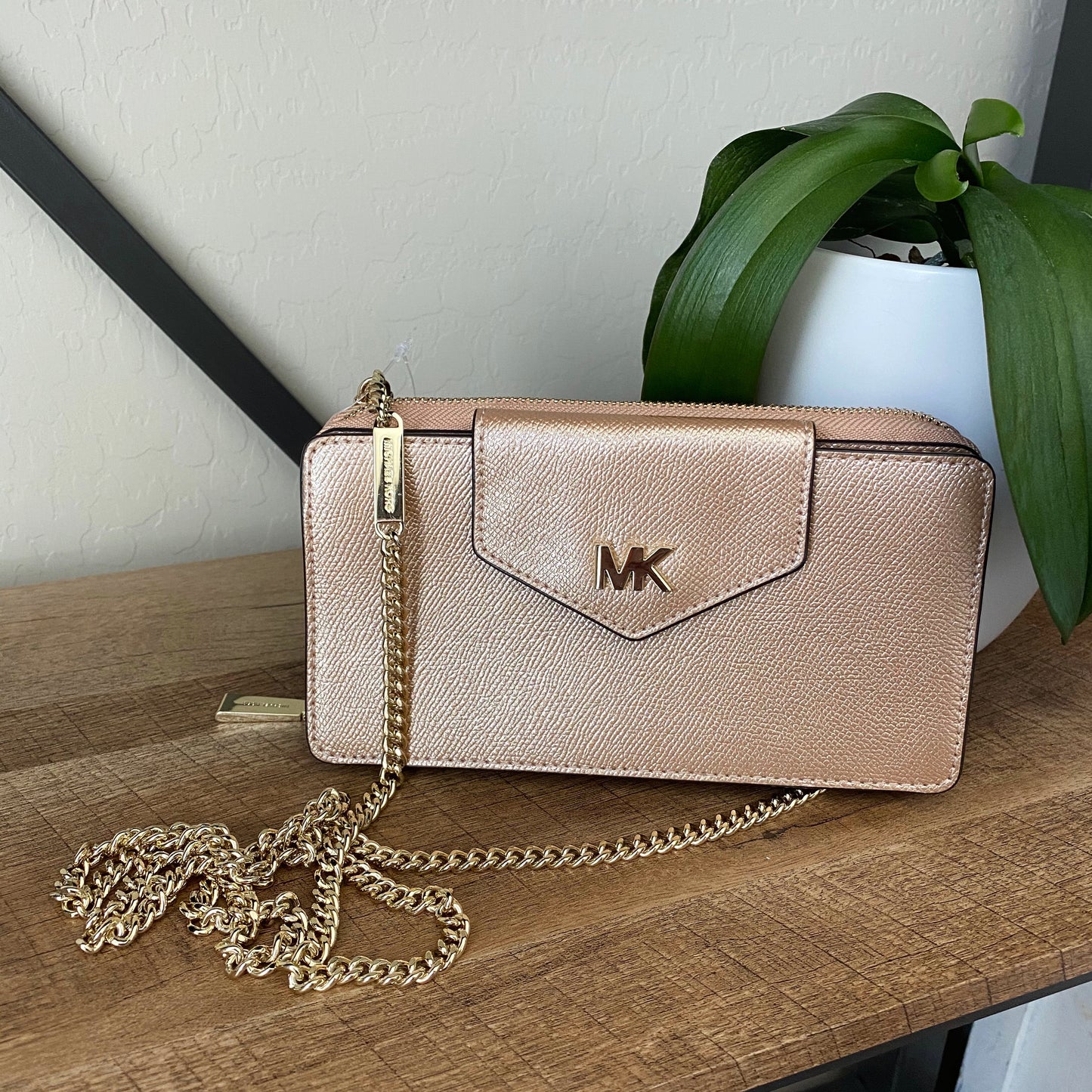 Michael Kors Gold Wallet on Chain Shoulder Bag