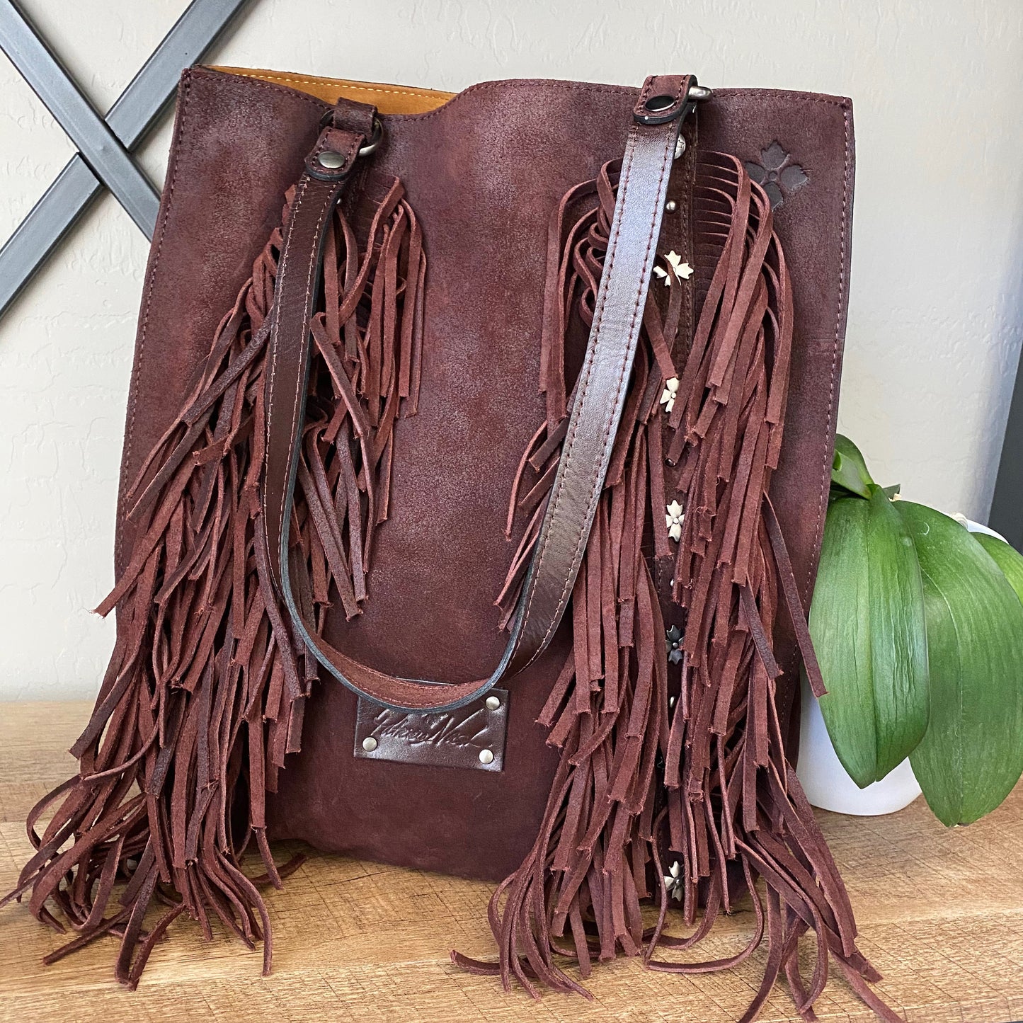 Patricia Nash Oil Burnished Suede Fringe Tote
